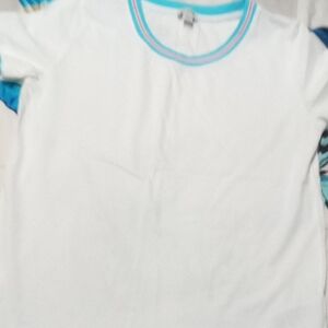 J. Crew White Tee with Blue Accents